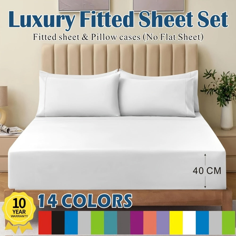 Soft Bed Sheet Set – 3-Piece 40cm Deep-Pocket Bedding – close-up product details