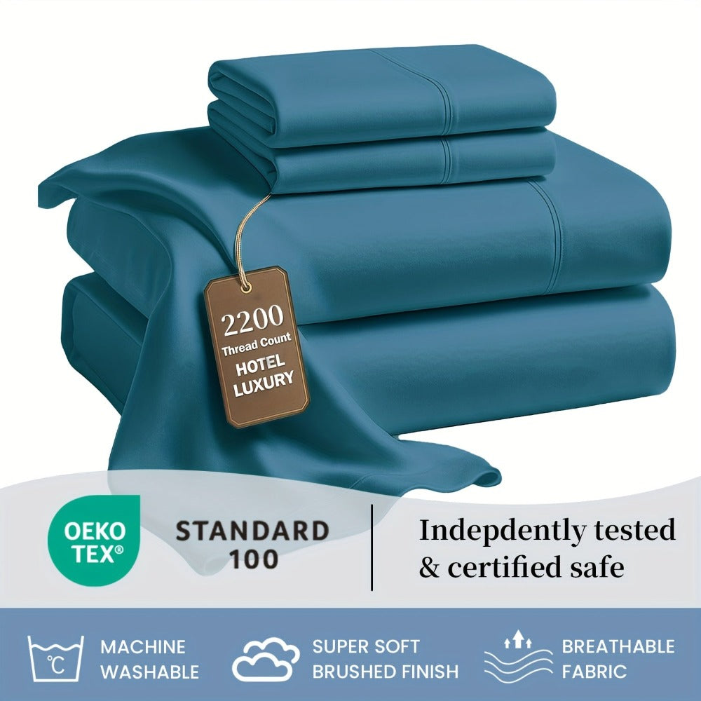 Soft Bed Sheet Set – 4-Piece 36cm Deep-Pocket Bedding – close-up product details