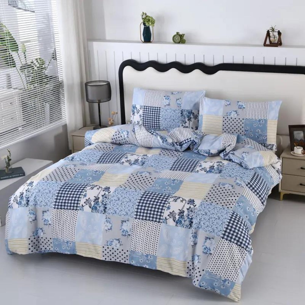 Soft Blue Plaid Quilt Cover Set – AU Sizes for Bedroom – main product view