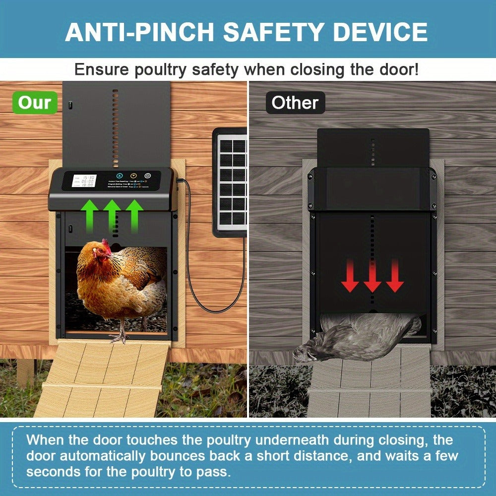 Solar Chicken Coop Door - Timer and Light Sensor Control – alternate product view