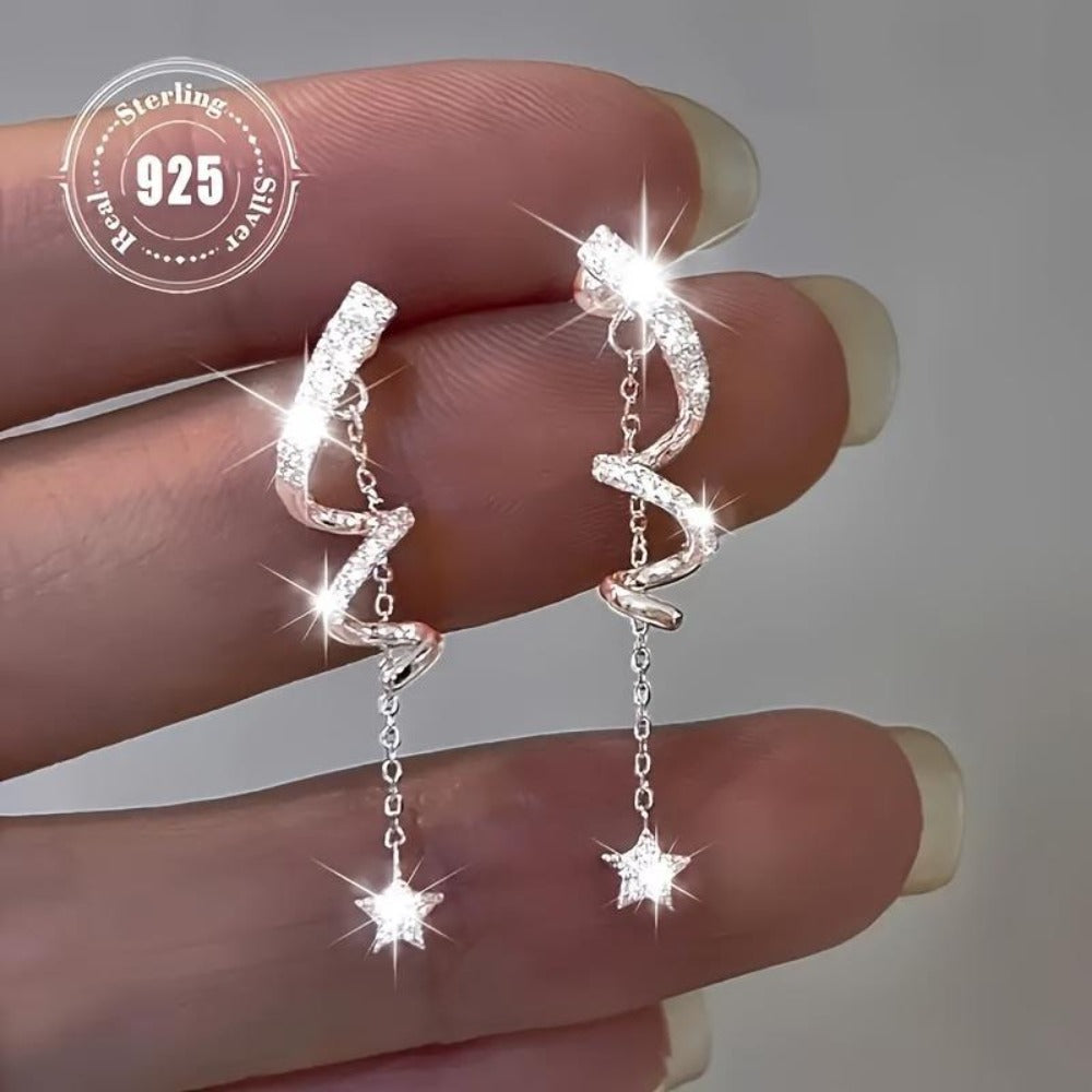 Spiral Tassel  Silver-Tone Drop Earrings in the selected style or colour