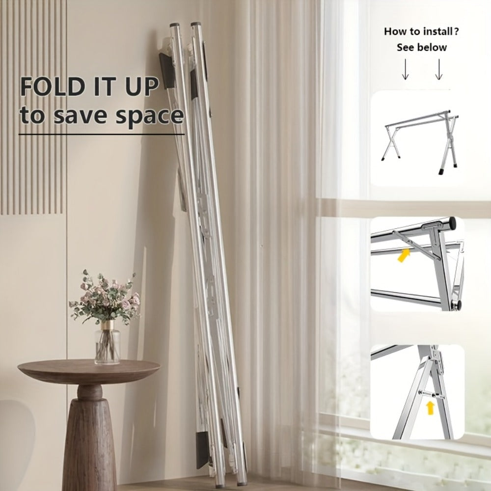 Stainless Steel Foldable Clothes Drying Rack - Adjustable – additional product view