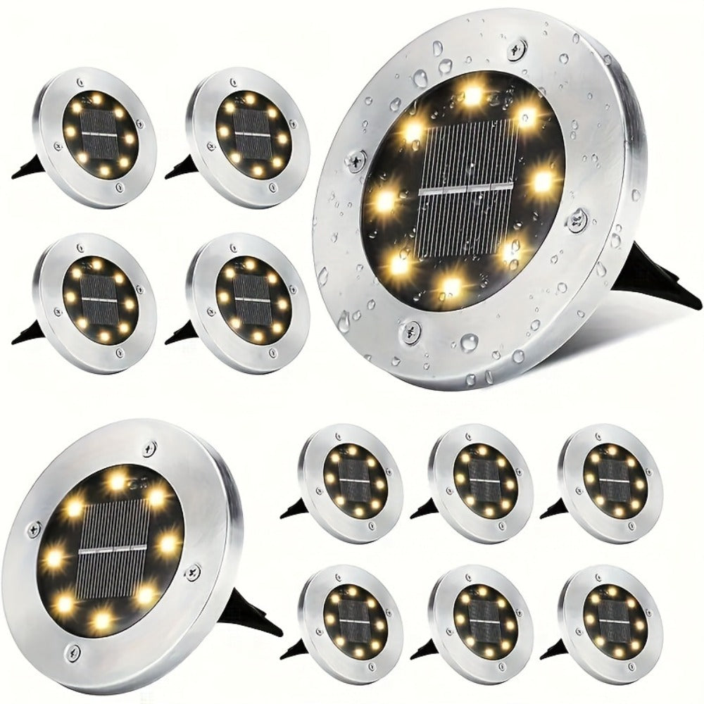 Stainless Steel Multi-Pack Solar Deck & Driveway Lights for the stated outdoor use