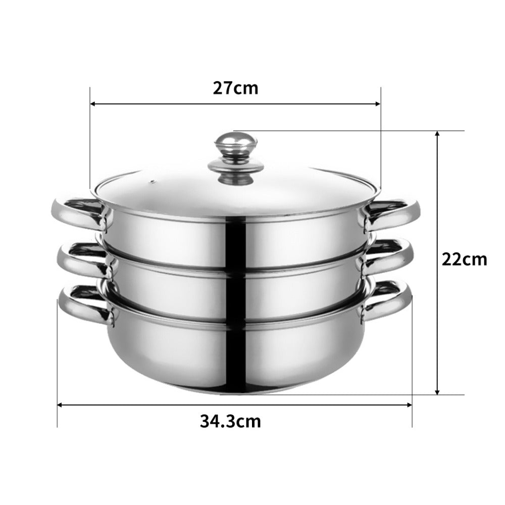 Stainless Steel Multi-Tier Steaming Pot - vegetables, seafood and – alternate design view