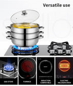 Stainless Steel Multi-Tier Steaming Pot - vegetables, seafood and – additional product view 9