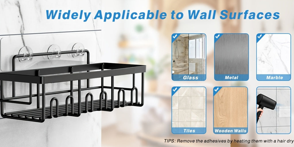 Stainless Steel No-Drill Shower Caddy Organiser - Rust-Resistant – additional product view 14