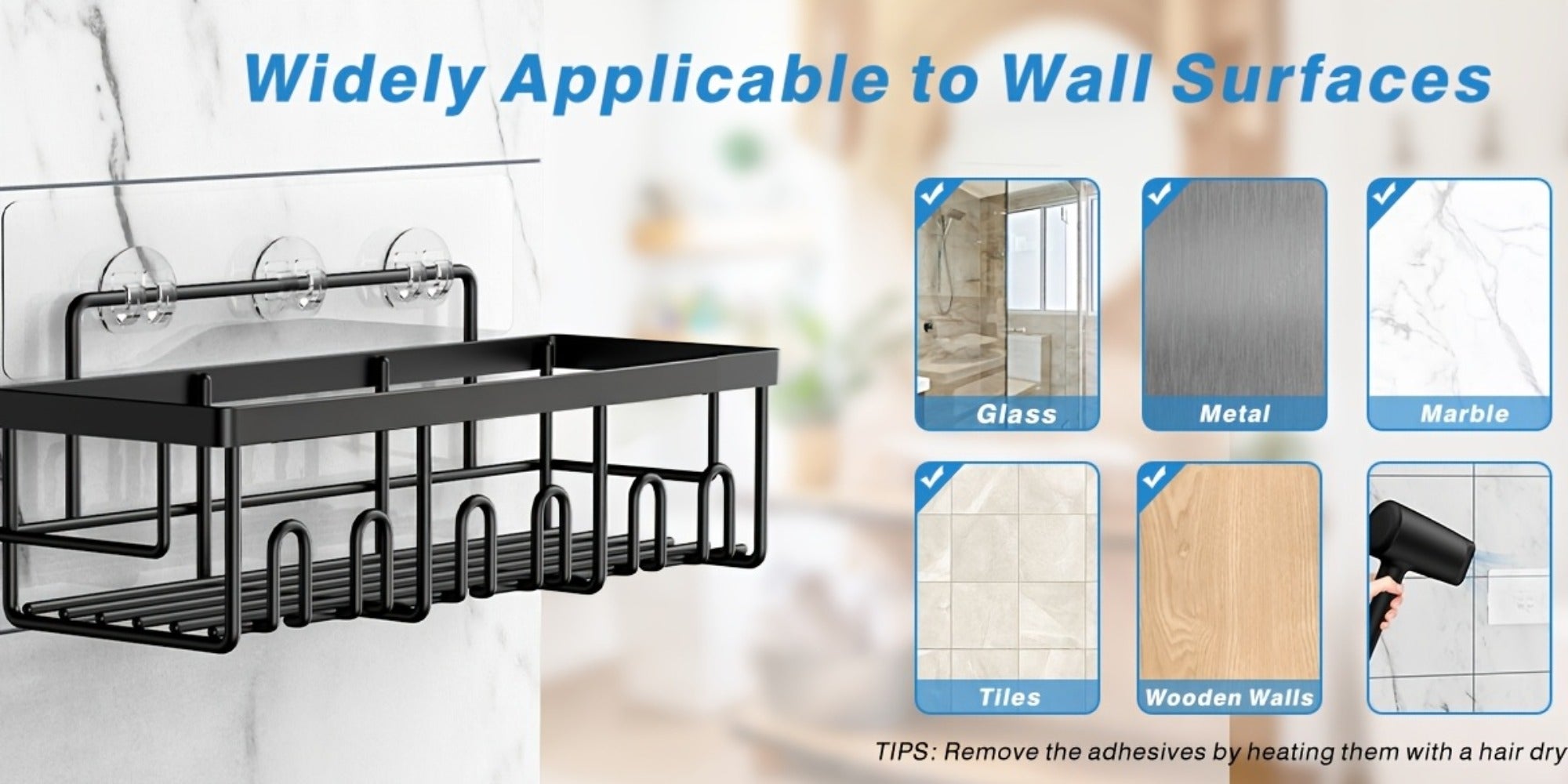 Stainless Steel No-Drill Shower Caddy Organiser - Rust-Resistant – additional product view 14