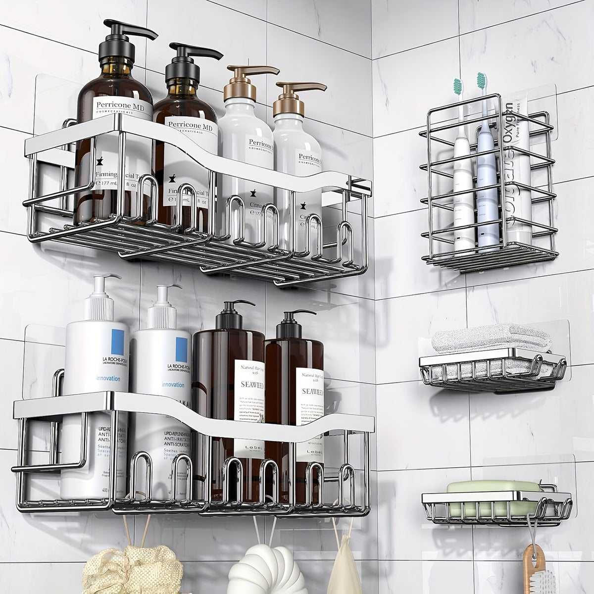 Stainless Steel No-Drill Shower Caddy Organiser product detail 2