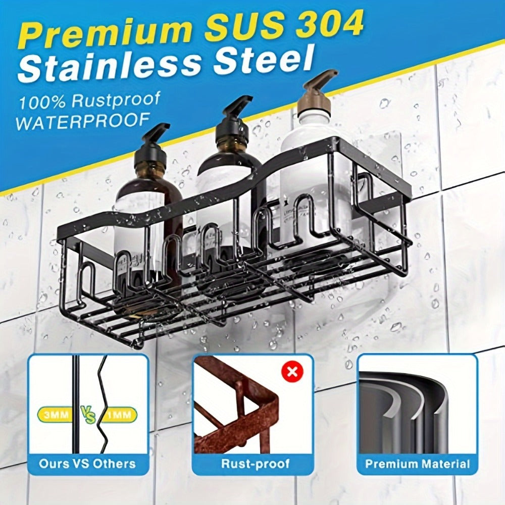 Stainless Steel No-Drill Shower Caddy Organiser - Rust-Resistant – feature reference