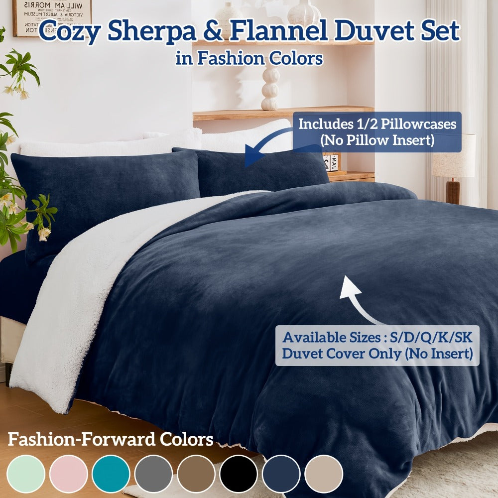 Teddy Fleece Quilt Cover Set – Warm 2-in-1 Winter Bedding – main product view