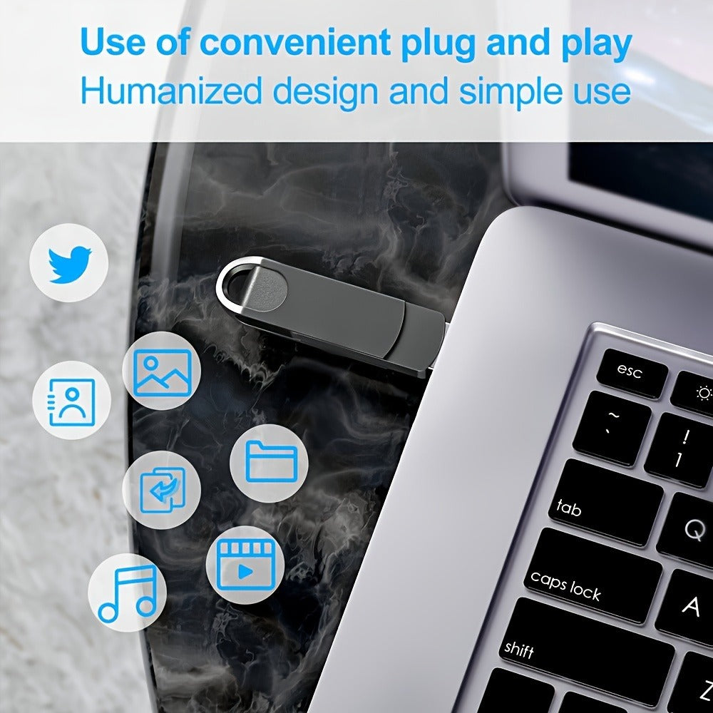 USB-C Flash Drive for Phones and Computers - photo transfer, backup – alternate design view