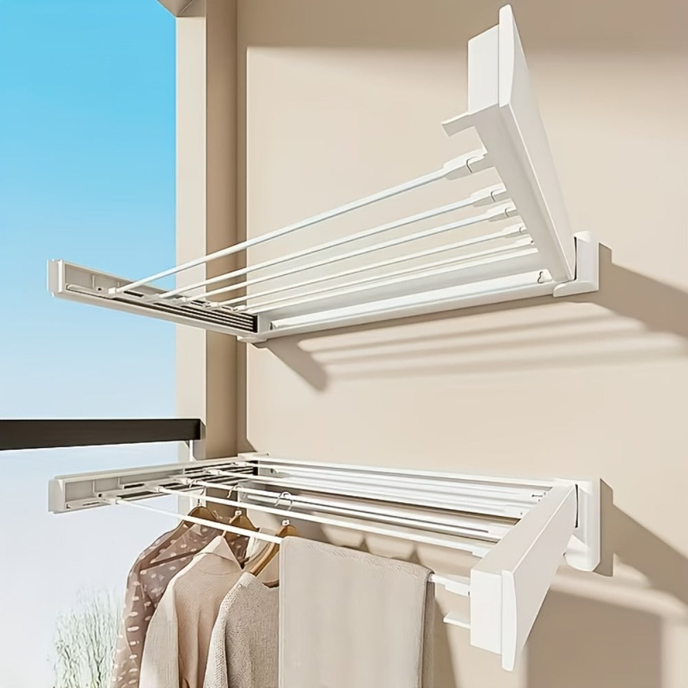 Wall-Mounted Foldable Clothes Drying Rack - Space-Saving – product detail angle