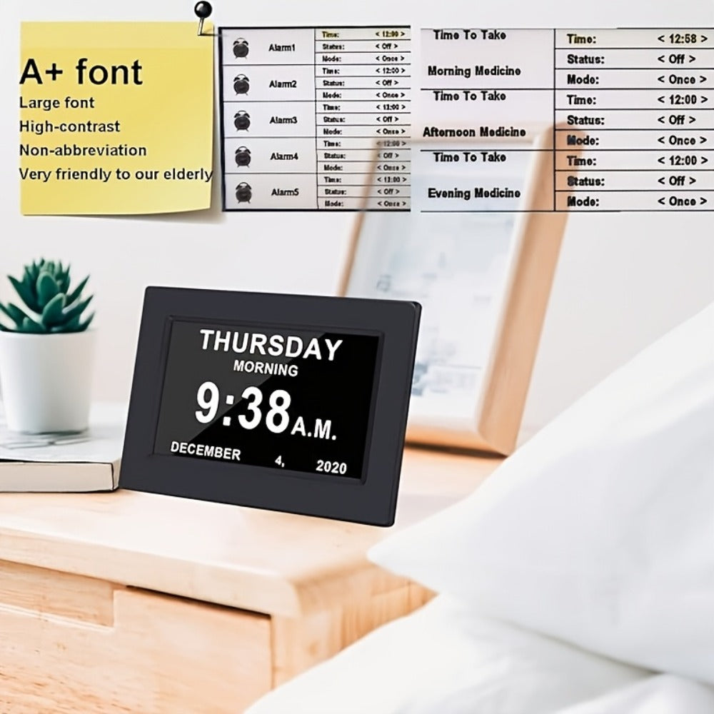 Wall-Mounted Large-Screen Digital Calendar Alarm Clock - wall or desk – alternate product view