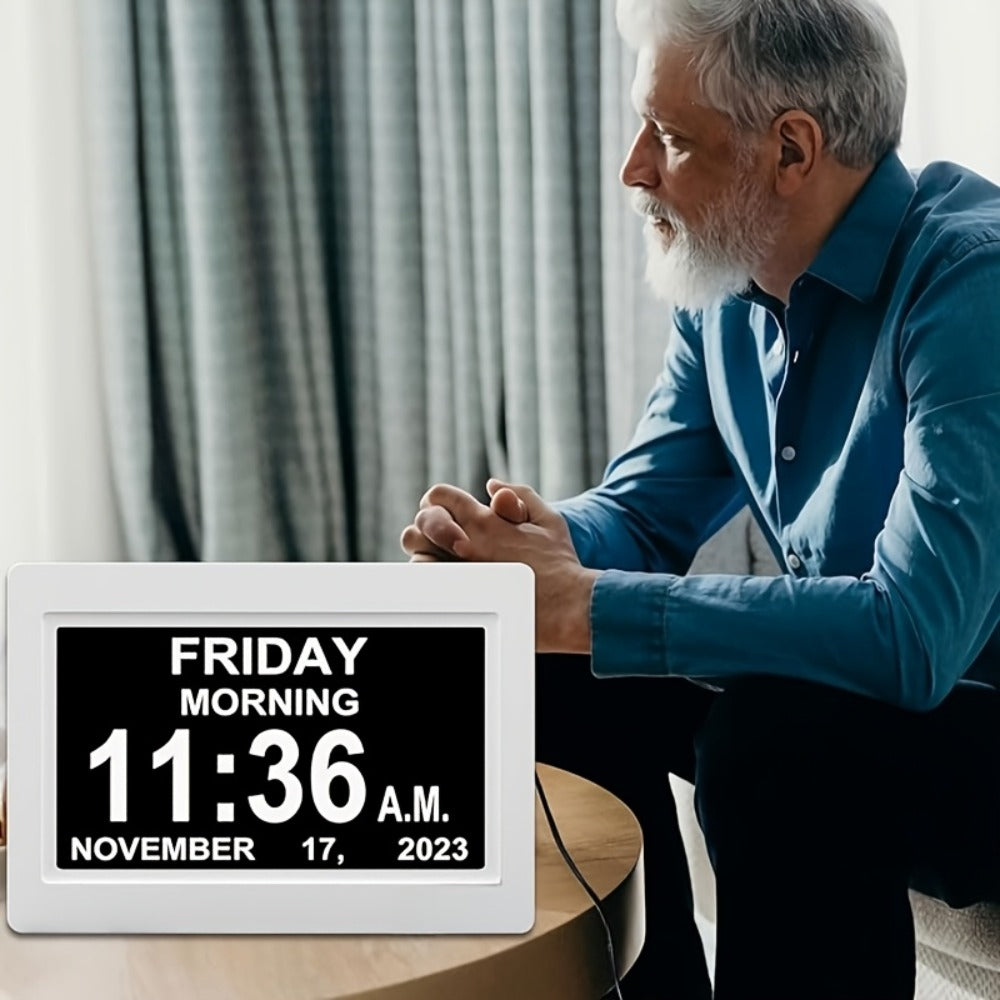 Wall-Mounted Large-Screen Digital Calendar Alarm Clock - wall or desk – product detail angle