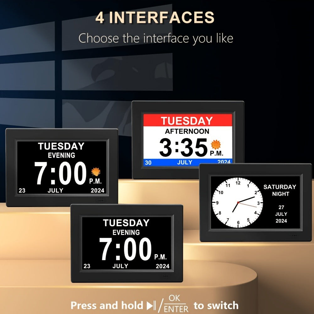 Wall-Mounted Large-Screen Digital Calendar Alarm Clock - wall or desk – close-up product details