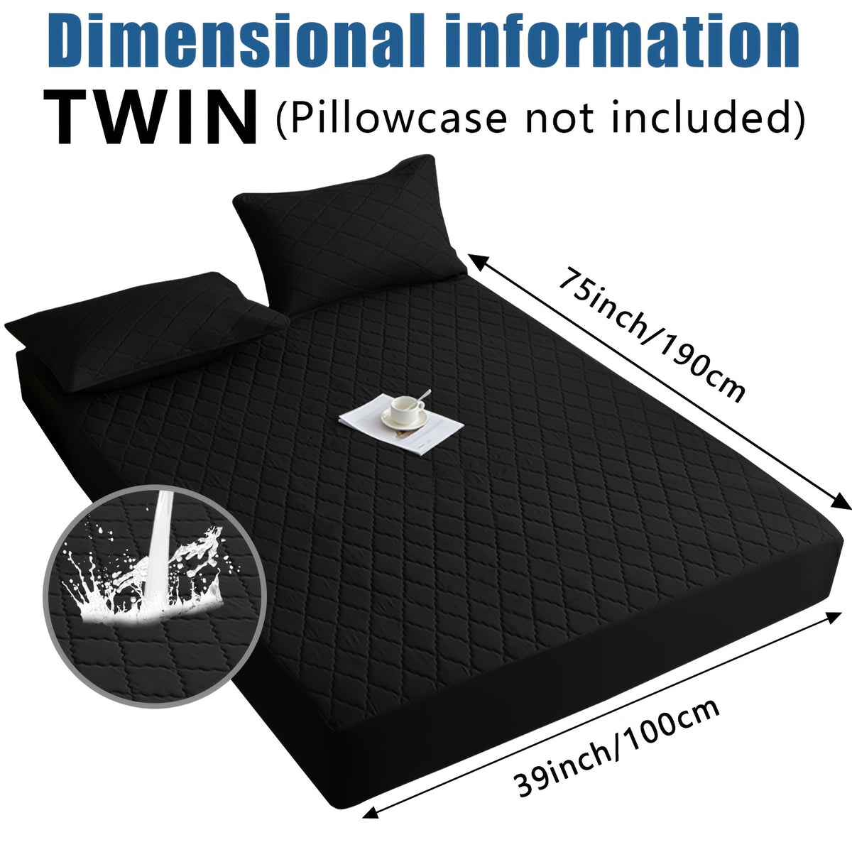 Waterproof Mattress Protector – Fitted Solid-Colour Bedding Layer – additional product view 57