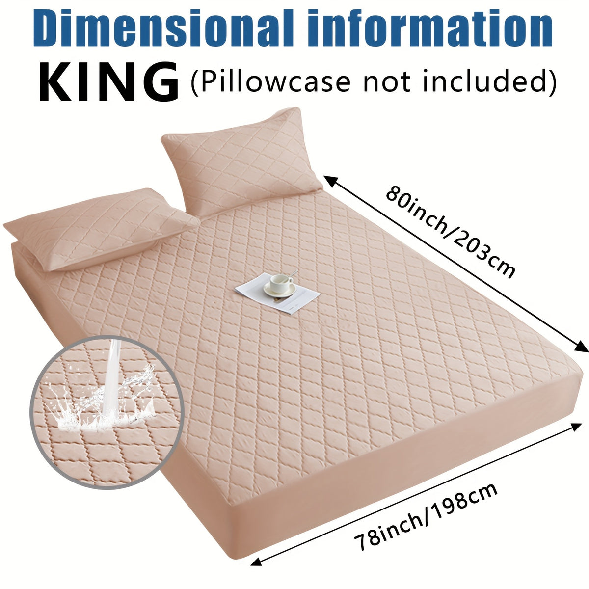 Waterproof Mattress Protector – Fitted Solid-Colour Bedding Layer – additional product view 83