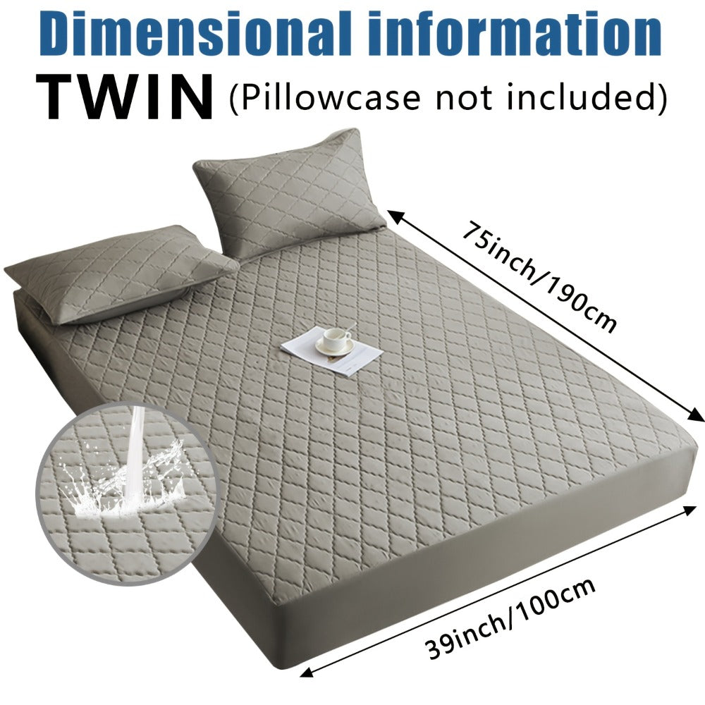 Waterproof Mattress Protector – Fitted Solid-Colour Bedding Layer – close-up product details