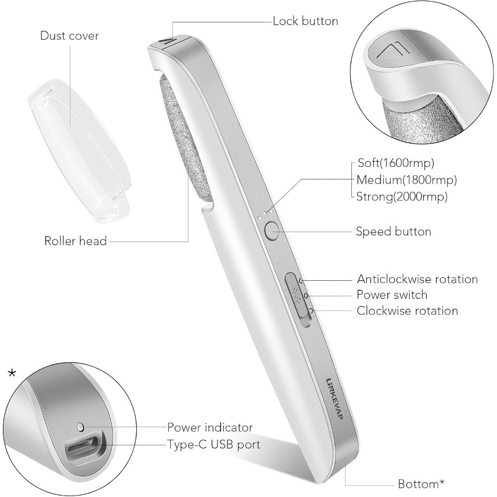 Rechargeable Electric Foot File detail view 3 for Australian shoppers