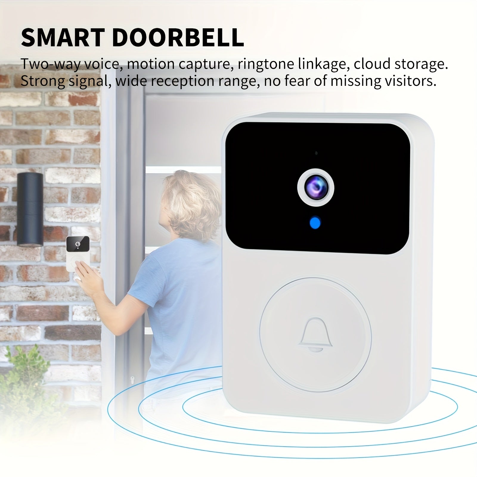 Wireless Rechargeable Wi-Fi Video Doorbell - front doors and home – additional product view 18