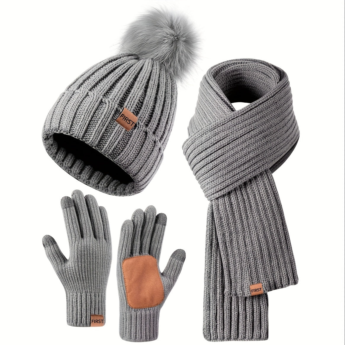 Women's 3-Piece Beanie Scarf & Gloves – Touchscreen Winter Accessories – additional product view 26