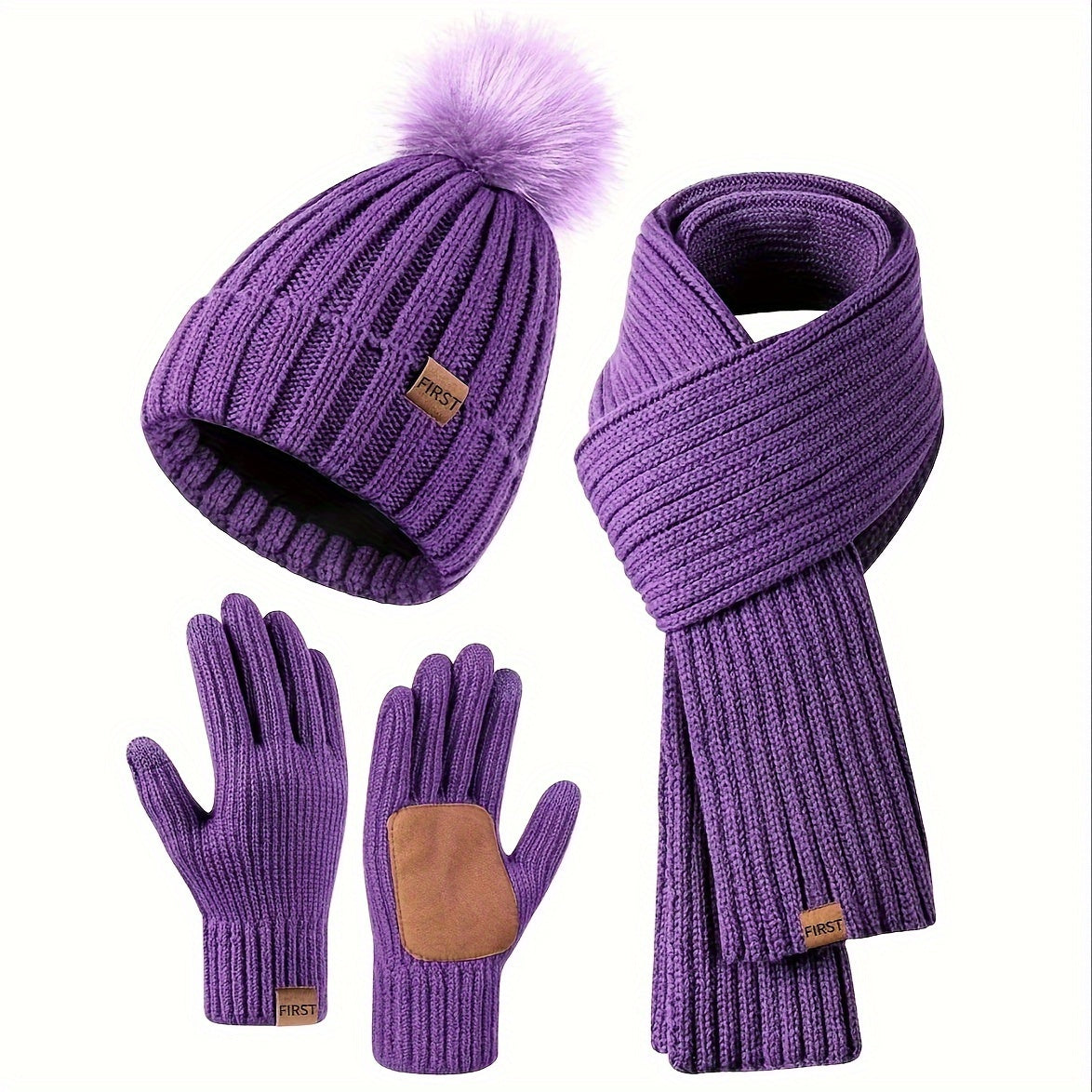 Women's 3-Piece Beanie Scarf & Gloves – Touchscreen Winter Accessories – additional product view 27