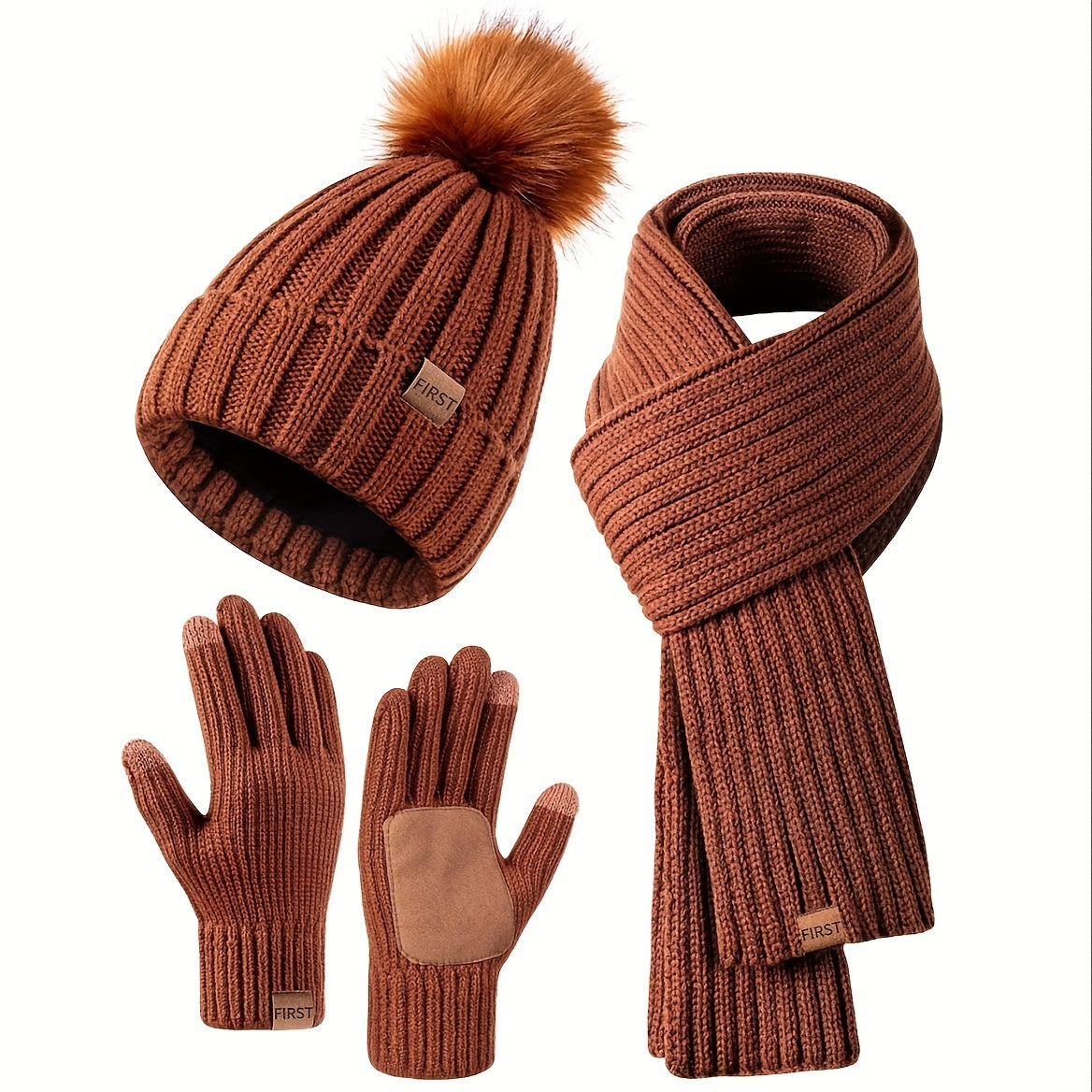 Women's 3-Piece Beanie Scarf & Gloves – Touchscreen Winter Accessories – additional product view 28